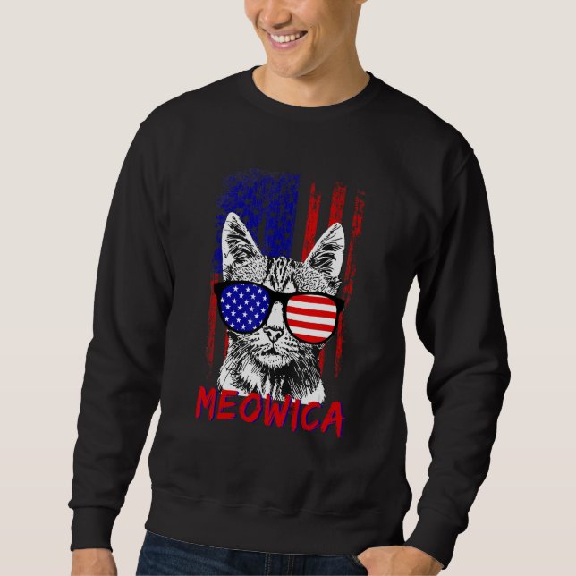 Cat Sunglasses 4th of July Meowica Merica USA Amer Sweatshirt (Vorderseite)