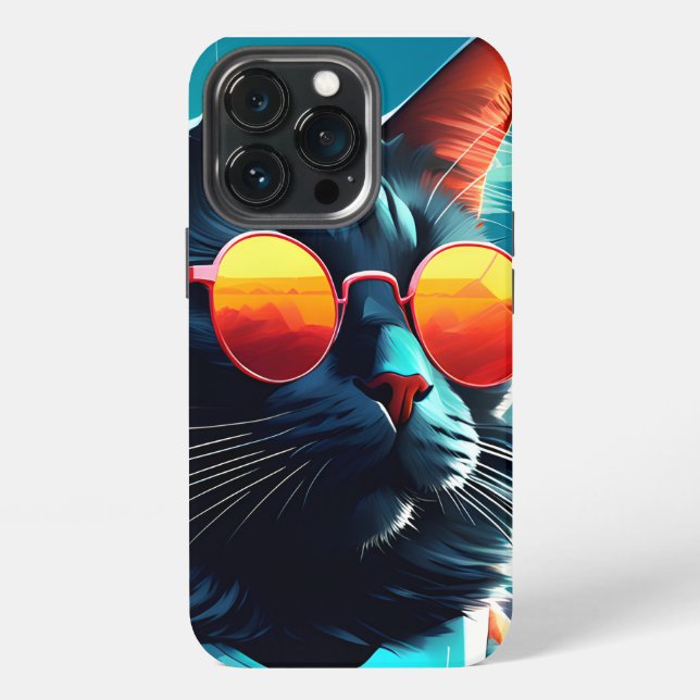 CAT SUNGLASSES iPhone 13 Pro Slim Fit Case, glänze iPhone Hülle (Hinten)