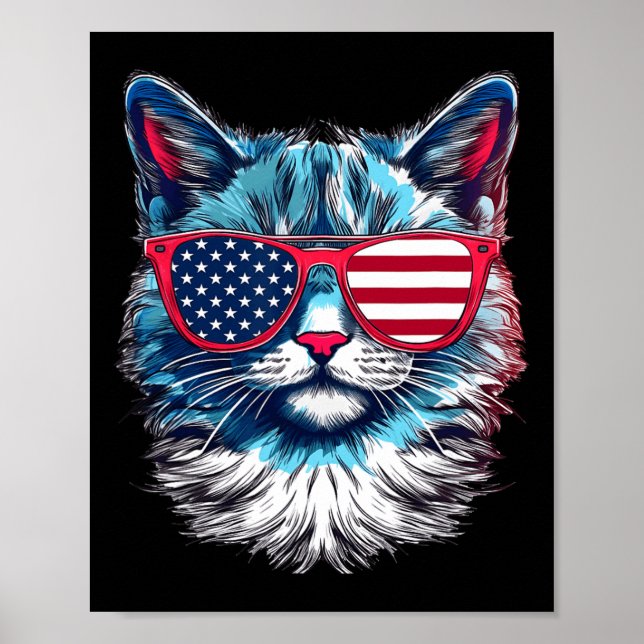 Cat Sungles Usa Flag 4. Juli Cat Graphic Poster (Vorne)