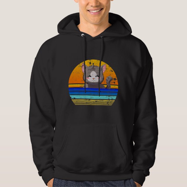 Cat Sunset Anime | Perfektes Geschenk für Ostern Hoodie (Vorderseite)