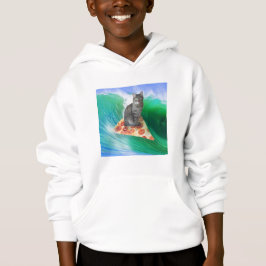 Cat Surfing auf einer Pizza Hoodie