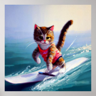 Cat Surfing Poster