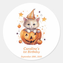 Cat Surprise in a Pumpkin: Geburtstagsparty-Sticke