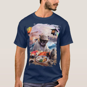 Cat Sushi Ramen Koch Tragen Sonnenbrille, Beach Ra T-Shirt