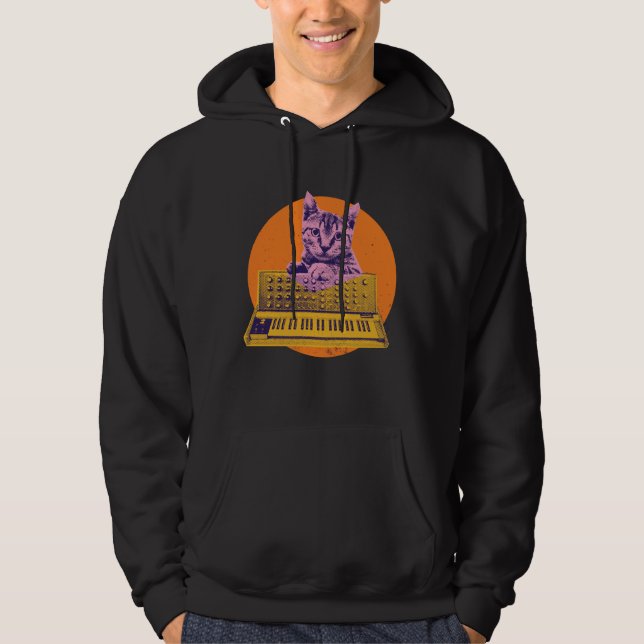 Cat Synthesizer Music Producer Design Hoodie (Vorderseite)