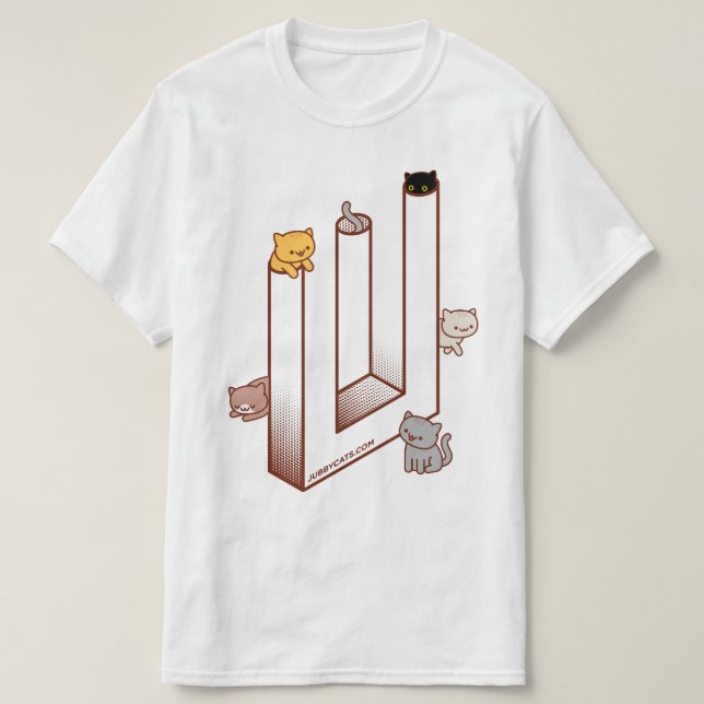 Cat T - Shirt - Optische Illusion Unmögliches Drei (Design vorne)