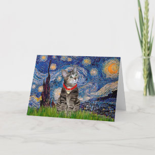 CAT (Tabby2) - Starry Night Karte