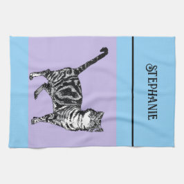 Cat Tabby Pastel Cats Womens Light Blue Purple Geschirrtuch
