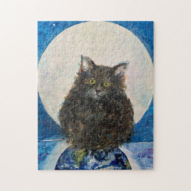 Cat Tabby Tiger Kitten Maureen Girard Moon Puzzle (Vertikal)