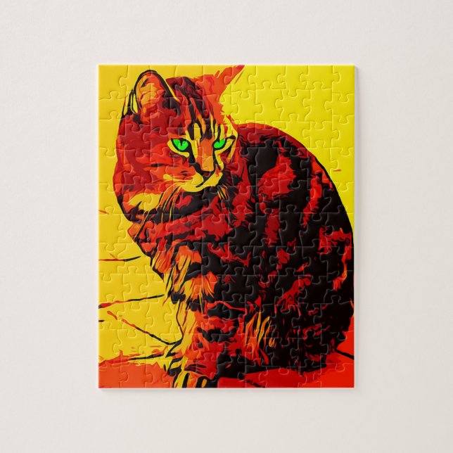 CAT TABBY WATERCOLOR JIGSAW Puzzle (Vertikal)