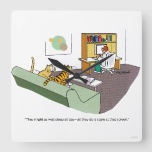 Cat Talk Quadratische Wanduhr