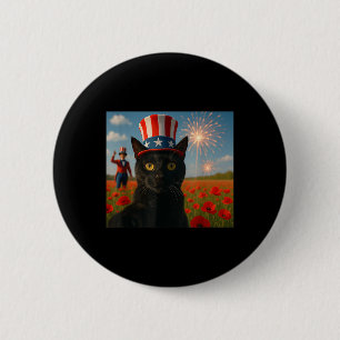 Cat Talking a Selfie Feuerwerk 4. Juli Patrioti Button