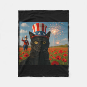 Cat Talking a Selfie Feuerwerk 4. Juli Patrioti Fleecedecke