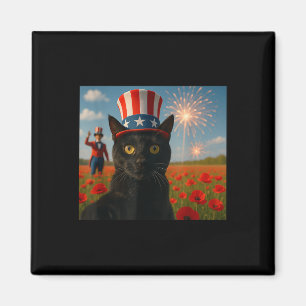 Cat Talking a Selfie Feuerwerk 4. Juli Patrioti Magnet