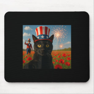 Cat Talking a Selfie Feuerwerk 4. Juli Patrioti Mousepad