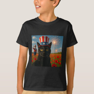 Cat Talking a Selfie Feuerwerk 4. Juli Patrioti T-Shirt
