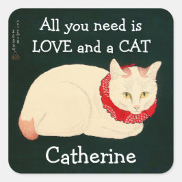 Cat Tama Quadratischer Aufkleber