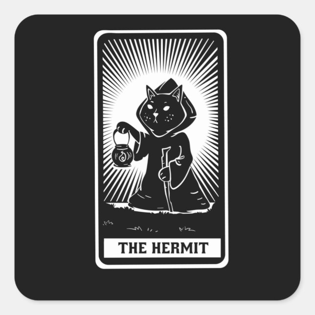 Cat Tarot Card Fantasy Quadratischer Aufkleber (Vorderseite)