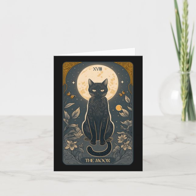 Cat Tarot Card, Moon Tarot Card Katze Mama, C Karte (Vorderseite)