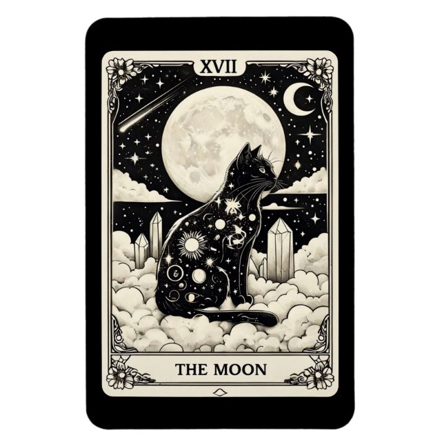 Cat Tarot Card The Moon Graphic Magnet (Vertikal)