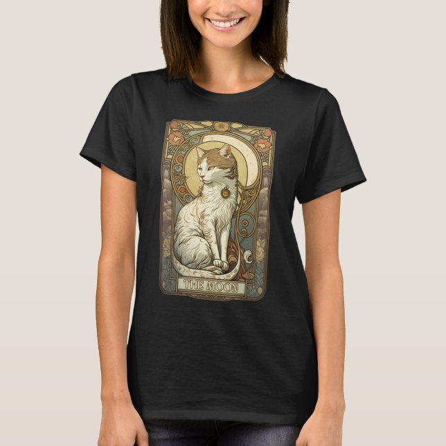 Cat Tarot Card The Moon Tarot Card Nouveau T-Shirt (Vorderseite)