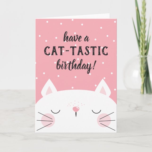 Cat-Tastic Geburtstag White Kitten Karte (Vorderseite)