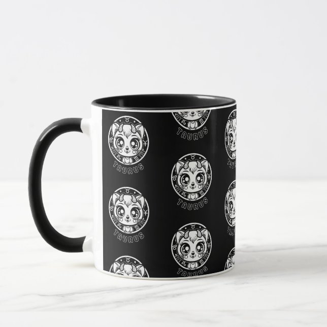 Cat Taurus Zodiac Black Tasse (Links)