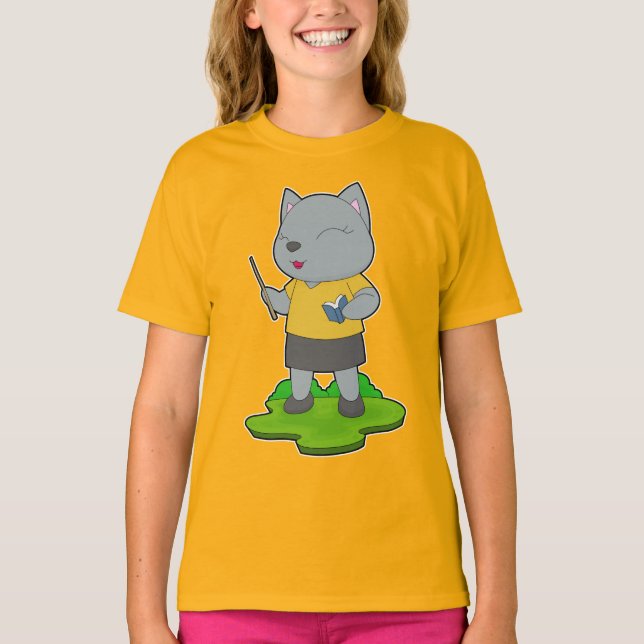 Cat Teacher Book T-Shirt (Vorderseite)
