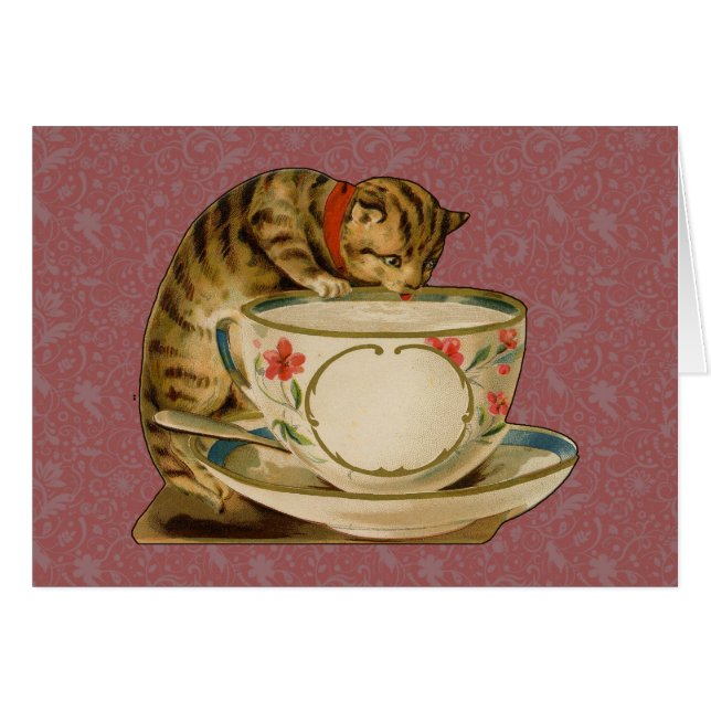 Cat Teacup Niedlich Vintag Viktorianisch (Vorderseite (Horizontal))
