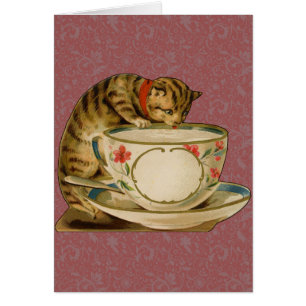 Cat Teacup Niedlich Vintag Viktorianisch