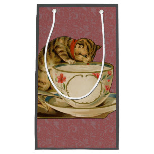 Cat Teacup Niedlich Vintag Viktorianisch Kleine Geschenktüte