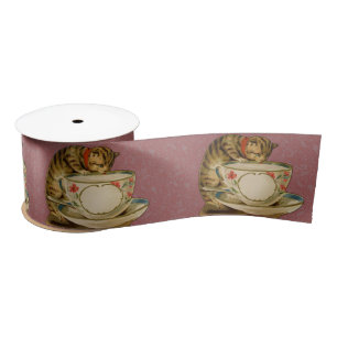 Cat Teacup Niedlich Vintag Viktorianisch Satinband
