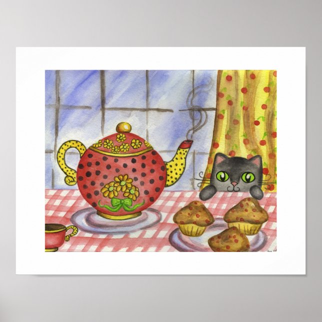 Cat Teapot Art Print Poster (Vorne)