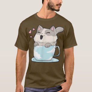 Cat Tee Kaffee Anime Kawaii T - Shirt