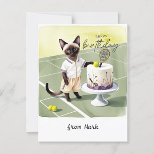 Cat Tennis Player für Geburtstagwünsche Postkarte