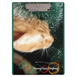 Cat Text Foto , Anpassen, Grün, Weihnachten, Klemmbrett
