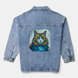 Cat That Ate The Canary Feathers | Wearable Art Jeansjacke