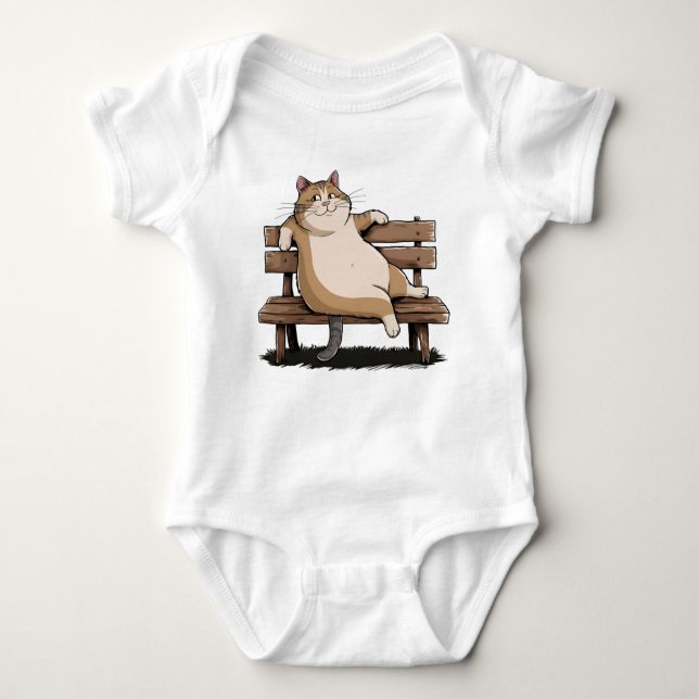 Cat the Bench Sitter Baby Strampler (Vorderseite)