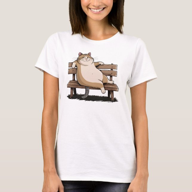 Cat the Bench Sitter T-Shirt (Vorderseite)