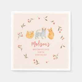 Cat Theme Pink Geburtstagsparty Serviette