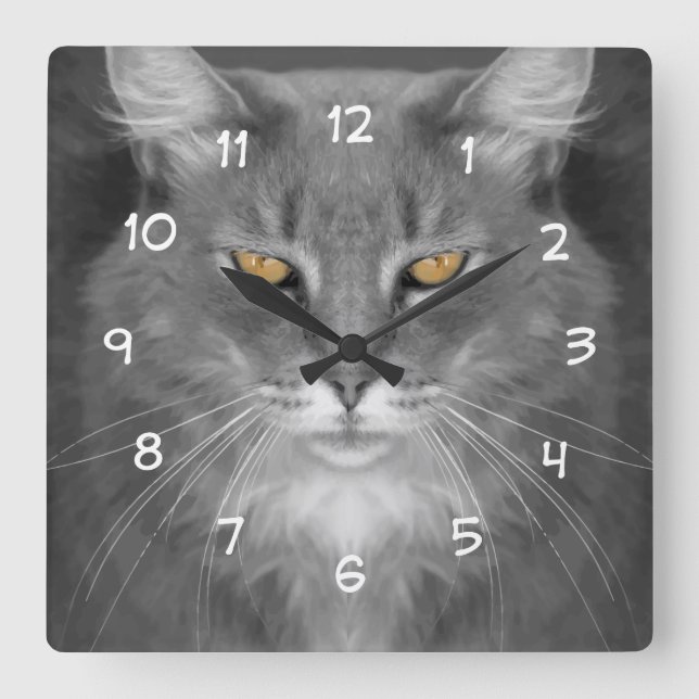 Cat Theme Wall Decke Quadratische Wanduhr (Vorderseite)
