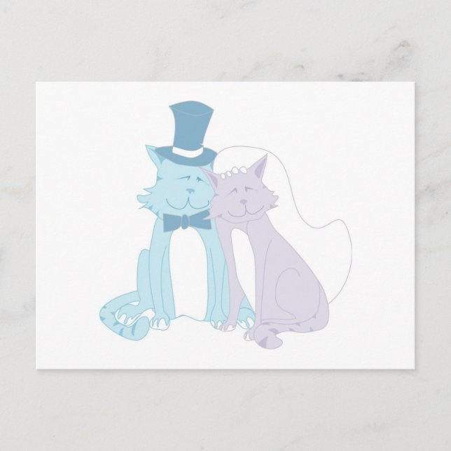 Cat Theme Wedding Postkarte (Vorderseite)