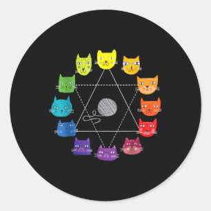 Cat Themed Artist Colour Wheel Educational Art Tea Runder Aufkleber