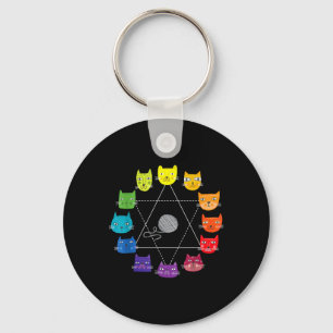 Cat Themed Artist Colour Wheel Educational Art Tea Schlüsselanhänger