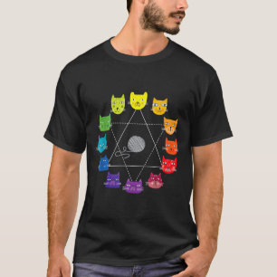 Cat Themed Artist Colour Wheel Educational Art Tea T-Shirt