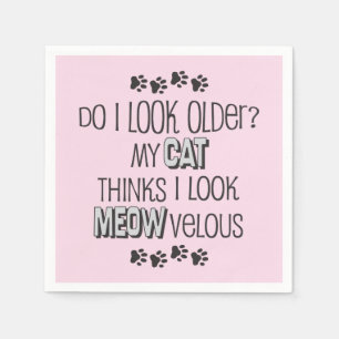 Cat themed Pink Funny Birthday Papier Napkins Serviette