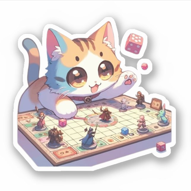 Cat Throwing Dice Tabletop Game Aufkleber (Vorderseite)