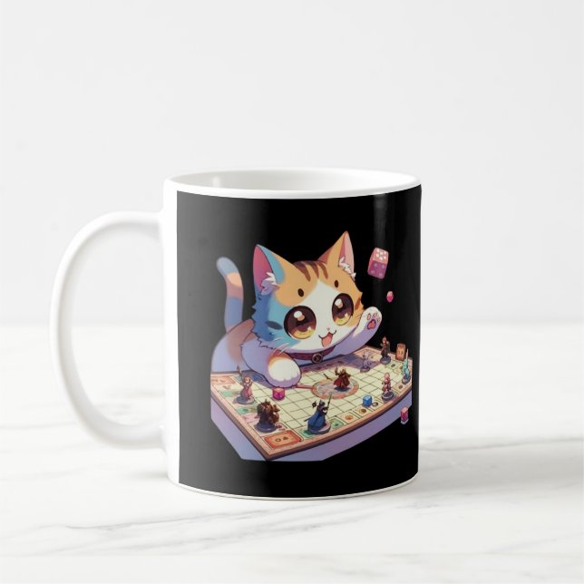 Cat Throwing Dice Tabletop Game Kaffeetasse (Links)
