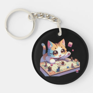 Cat Throwing Dice Tabletop Game Schlüsselanhänger