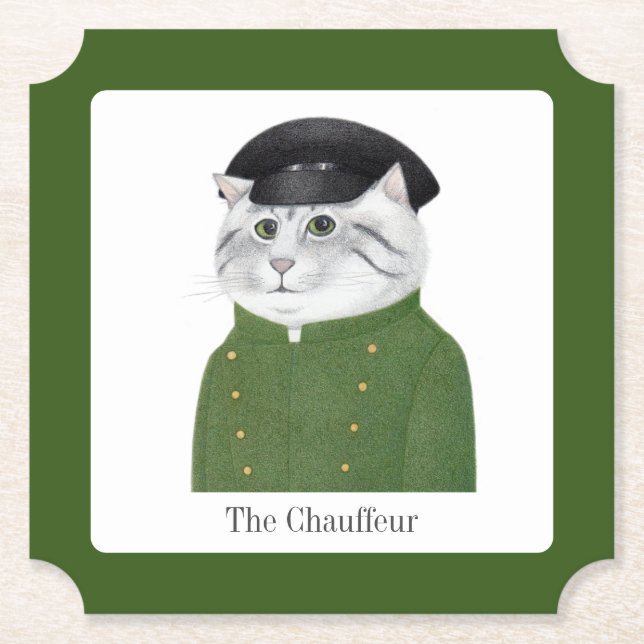 CAT-Ticketpapier-Untersetzer CHAUFFEUR + Text Untersetzer (Vorderseite)